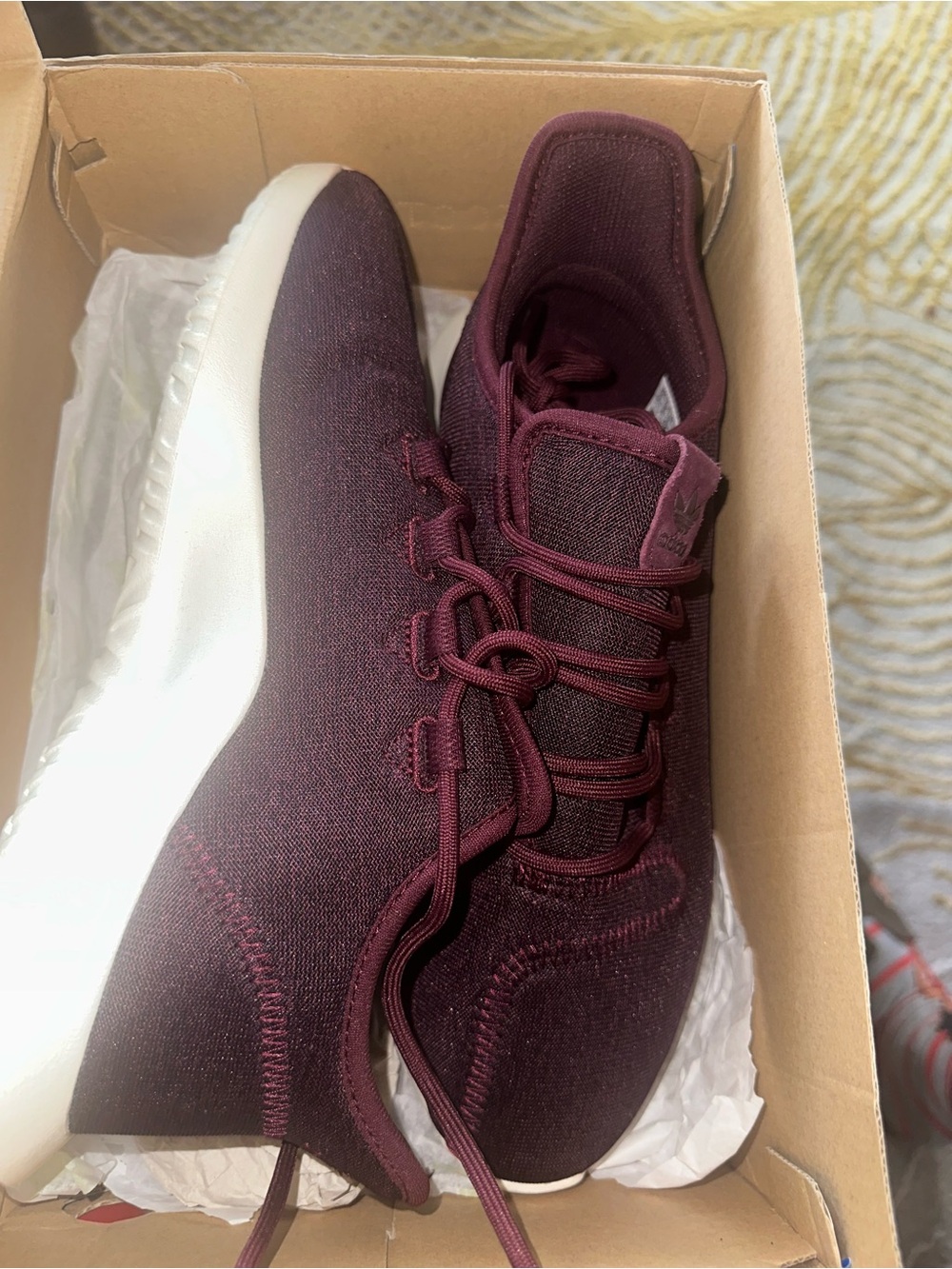 Adidas Tubular Womens Sz 9 1/2 Burgundy Running Shoes Sneakers Lace Up Athletic